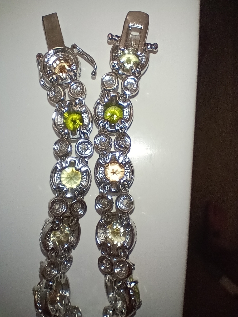 Curated Stylist Piece "Art Deco" Style Multicolored Gemstone Tennis Bracelet - Picture 3 of 6